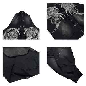 Sudadera con capucha extragrande de algodón 100% con cremallera completa, estampado gráfico y hombros caídos, corte regular, estilo streetwear - Product Image 3