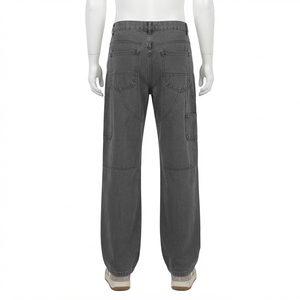 Pantalones Cargo de Mezclilla Lavada, Corte Ancho, Estilo Urbano, con Bolsillos, para Hombre - Product Image 3