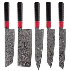 Ensemble de couteaux de chef en damas faits à la main de style japonais, couteaux de cuisine professionnels, manche en bois, couverts de cuisine pour restaurant, OEM ODM - Product Image 3