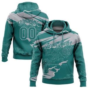 Sudadera con Capucha Deportiva de Diseño 3D en Color Verde Azulado, Estilo Papel Rasgado, Personalizada y Cosida, Venta Directa de Fábrica - Product Image 1