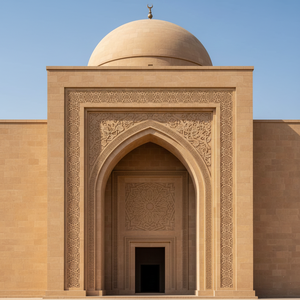 Fachada de Entrada Islámica Tallada en Piedra Caliza - Product Image 1