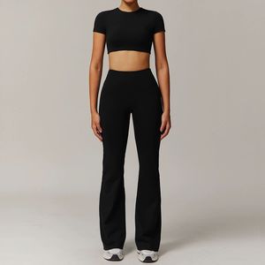Conjunto Deportivo para Mujer, Brasier Deportivo Sin Costuras y Pantalones Cortos de Cintura Alta, Transpirable, de Secado Rápido, Ajustado, Color Sólido, Spandex y Poliéster - Product Image 4