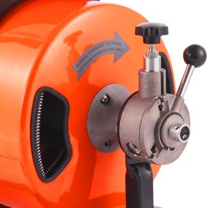 Macchina per la pulizia di scarichi e fognature da 75 FT x 1/2 pollice con alimentazione automatica, 4 frese, attivazione ad aria, per tubi da 1 a 4 pollici, e interruttore a pedale - Product Image 2