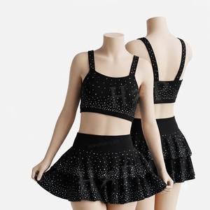 Wholesale Cheer Practice Wear Custom Cheer Tops Skirt Practice Suit Cheerleading Training Wear Set Cheerleading Uniforms - Product Image 1