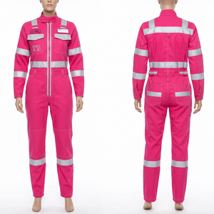 Overol de Seguridad Premium para Mujer, 245 GSM, Sarga de Polialgodón, Panel de Cinta Reflectante Naranja, Ropa de Trabajo con Logotipo Personalizado - Product Image 3