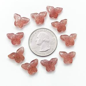 ลูกปัดหินควอตซ์สตรอว์เบอร์รี่รูปผีเสื้อ ลูกปัดหินควอตซ์สตรอว์เบอร์รี่ธรรมชาติรูปผีเสื้อสำหรับทำเครื่องประดับ ราคาขายส่ง - Product Image 2