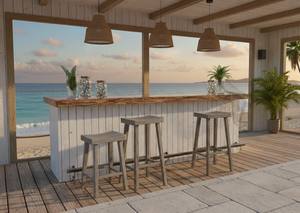 Ensemble de 2 tabourets modernes en bois d'hévéa avec assise courbée - Tabourets de comptoir/bar pour table basse - Product Image 6