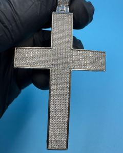 Colgante de Cruz de Lujo con Moissanita VVS, Chapado en Plata 925, Joyería HipHop Bling, Pasa Prueba de Diamante, Colgante de Fe Cristiana - Product Image 1
