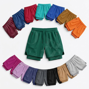 2026 new Style Double <b>Layer</b> Running Shorts Quick Dry Gym Workout Zipper Pockets Breathable Fitness Training Custom Logo Shorts - Product Image 1