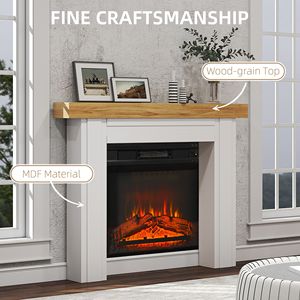 Caminetti Elettrici Moderni Indipendenti con Gambe, 130 cm L x 103 cm H, Cornice per Caminetto in Legno Naturale - Product Image 5