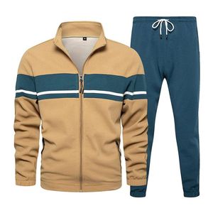 Men's Tracksuit Set Full <b>Zip</b> <b>Hooded</b> Collar Color Blocking Side Pockets Casual Winter Wear Regular Fit Breathable Eco-Friendly - Product Image 5