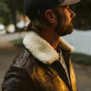 Mens Vintage A2 Brown Leather <b>Shearling</b> <b>Bomber</b> <b>Jacket</b> - Product Image 2