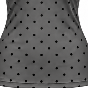 <b>Charcoal</b> Gray Polka Dot Women Mock Neck Short Sleeve <b>T</b> <b>Shirt</b> Slim Fit Printed Casual Stretch Top Fashion Apparel Wholesale - Product Image 6