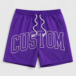 Custom <b>Men's</b> Drawstring <b>Shorts</b> With <b>White</b> Letter Print Casual Athletic Wear Mid Waist Breathable Woven Fabric - Product Image 5