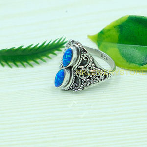 แหวนโอปอลสวยงาม แหวนเงินแท้ 925 แหวนสเตทเมนท์ แหวนดีไซน์ไม่ซ้ำใคร แหวนโอปอล เครื่องประดับโอปอล ของขวัญคริสต์มาสสำหรับแฟนสาว - Product Image 6