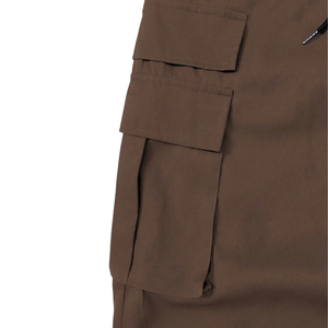 Mens Brown Cargo Jogger Pants Elastic Drawstring Multi Pocket Casual Outdoor 100% Cotton Canvas Mid Rise Regular Fit Daily Wear - Product Image 5