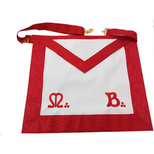 Tablier maçonnique de qualité supérieure, léger, style croisé, en cuir noir et blanc, avec logo personnalisé pour usage maçonnique - Product Image 2