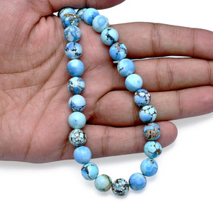 Cuentas redondas lisas calibradas de turquesa AAA+ de 10 mm, piedras preciosas semipreciosas naturales Golden Hills de Kazajstán, cuentas sueltas para joyería - Product Image 4