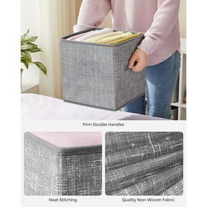 Contenitori portaoggetti a cubo da 11 pollici in tessuto non tessuto, set da 6 con doppie maniglie, organizer pieghevoli per armadi - Product Image 4