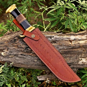 Cuchillo Bowie Hecho a Mano de Acero Inoxidable con Hoja de Punta Caída y Mango de Madera, Cuchillo de Caza con Funda de Cuero para Uso en Exteriores - Product Image 6