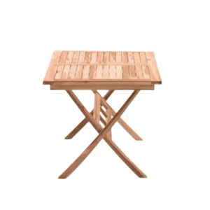 Solid Teak <b>Wood</b> Rectangle <b>Foldable</b> Portable Dining <b>Table</b> X-Legs Modern Minimalist Design Durable Waterproof Eco-Friendly Stable - Product Image 3