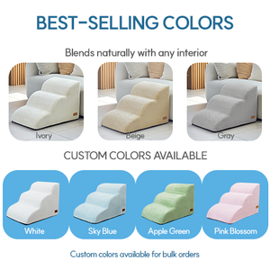 [AllmioPet] Indoor Cloud Fabric Pet Staircase 5 <b>Step</b> Ivory Comfortable <b>Dog</b> Cat <b>Steps</b> for Senior Puppy Kitten Pets - Product Image 6