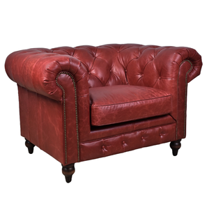 Sofá Chesterfield de Diseño para una Persona, Tapizado en Cuero con Respaldo Acolchado, Brazos Tapizados y Patas de Madera Sólida, Sillón Elegante - Product Image 3