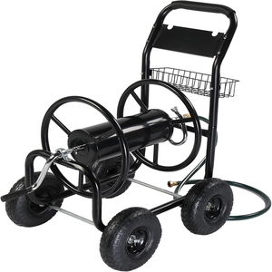 <b>Garden</b> <b>Tools</b> 200ft Hose Reel Cart 4-Wheel <b>Garden</b> Hose Reel Cart with <b>Storage</b> Basket for Home and Lawn Care Portable ODGGAD018 - Product Image 3