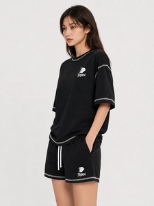 Premium <b>Women</b> Summer 2-Piece <b>Shorts</b> <b>Set</b> with <b>Short</b> Sleeve 100% Cotton Breathable Comfort & Modern Style <b>for</b> Daily/Casual Use - Product Image 4