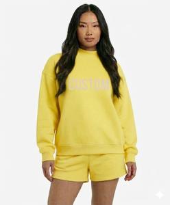 Ensemble décontracté pour femme, coupe ample, col montant, manches longues et short, en coton respirant, style streetwear, avec badge, écologique, pour l'automne - Product Image 4