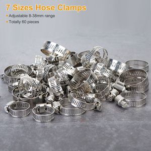 Juego de 60 Abrazaderas de Tubo Ajustables de Acero Inoxidable con Engranaje de Gusano para Mecánica Automotriz y Plomería, Surtido de Abrazaderas para Mangueras - Product Image 5