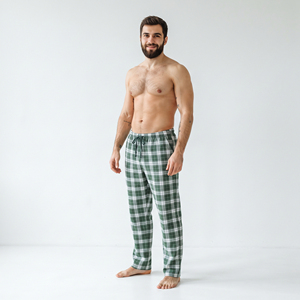 Wholesale <b>Men</b> <b>Flannel</b> Sleeping Pants Low Drawstring Waist Nightwear Trouser Plaid Check <b>Pajama</b> Pants <b>Men</b> Cotton Sleeping Trouser - Product Image 2