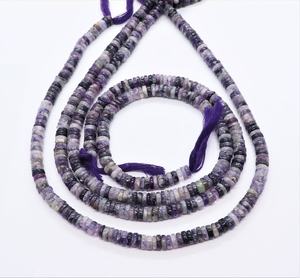 ลูกปัดชารอยต์ทรงเฮชิขนาด 7-8 มม. สีม่วง รูปทรงล้อรถ ลูกปัดพลอยชารอยต์ธรรมชาติ 16 นิ้ว ลูกปัดเฮชิชารอยต์สำหรับเว้นระยะ - Product Image 1