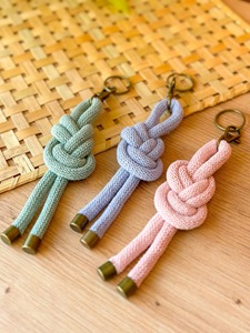 Knot Design Macrame <b>Key</b> Chain Handmade Boho Style Decorative Keyring for Bags <b>Purse</b> Car Hanging Gift Accessory Home Decor - Product Image 1