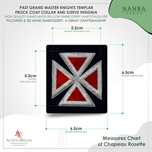 Insignia de manga para uniforme de Caballero Templario Antiguo Gran Maestro, color granate y plateado |   Insignia Bordada Personalizada |   Regalia Masónica - Product Image 4