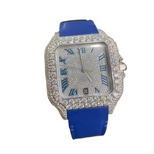 Reloj Digital Clásico de Lujo Hecho a Mano con Cuarzo y Acero Inoxidable, Probador de Diamantes Moissanite VVS, Diseño Iced, Correa de Moda para Negocios - Product Image 1