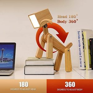 Wooden <b>Rechargeable</b> <b>Led</b> Desk Lamp Touch Control Battery Powered 2700K Warm White <b>Light</b> Minimalist Design Square Shade - Product Image 5