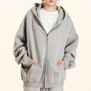 Sudadera con capucha personalizada para hombre, estilo vintage, con cremallera, informal, de forro polar, estilo urbano, de peso pesado, lisa, con lavado ácido, oversize, de moda - Product Image 1