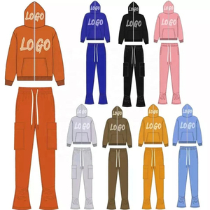 Ensemble de survêtements pour hommes imprimés sur mesure, effet délavé, avec pantalon évasé et sweat à capuche, best-seller - Product Image 6