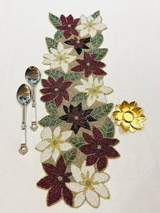 Embroidered Floral <b>Table</b> <b>Runner</b> Cotton Bohemian Style Home Decor Washable Hand Wash - Product Image 5