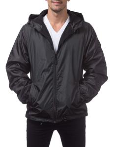 Veste coupe-vent à capuche jaune fluo pour homme, vêtement d'extérieur décontracté d'été, fermeture éclair intégrale, coupe classique, couleur unie, en polyester - Product Image 2