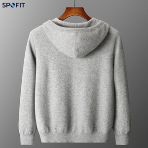 Cardigan zippé décontracté pour homme en cachemire 100% pur, tricot épais, avec manches tombantes, style mode et élégance pour l'hiver - Product Image 6