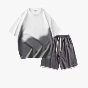 Ensemble de survêtement homme en satin, coton et polyester, le plus vendu, avec logo personnalisé, chemise de plage à manches courtes et short respirant, deux pièces - Product Image 2