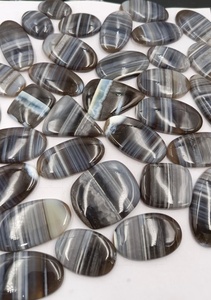 Direct usine Agate naturelle noire à bandes, cabochons en forme de poire, coussin et ovale, formes variées, pour la fabrication de bijoux, vente en gros en vrac - Product Image 5