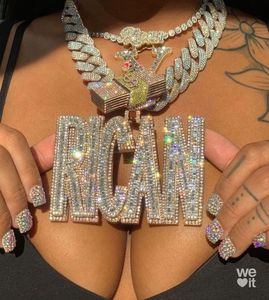 High Quality Iced Out Moissanite Cuban <b>Chain</b> 925 Silver Personalized <b>Name</b> Pendant Necklace Iced Watches Reloj USA Uk - Product Image 1
