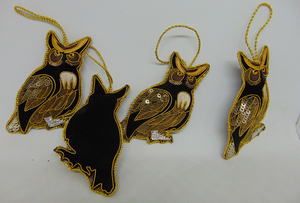 Adornos de Lujo para Árbol de Navidad, Adornos Colgantes de Navidad, Adorno de Búho Orejudo Bordado a Mano, Bola de Navidad, Adornos para Árbol - Product Image 2