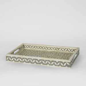 Bone Inlay Modern Breakfast <b>Tray</b> Blue Floral Pattern Eco-Friendly Durable Lightweight Elegant Decorative Coffee Table Serving - Product Image 2