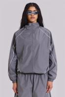 Ensemble de survêtement coupe-vent réfléchissant 2 pièces pour femme, en nylon froissé respirant avec doublure polaire, coupe oversize