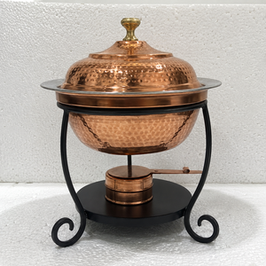 Calentador de Comida Tipo Chafing Dish de Cobre con Tapa, Interior de Acero Inoxidable Martillado, Servidor de Buffet para Catering, Hoteles y Restaurantes, OEM ODM - Product Image 2