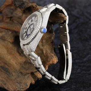 Montre automatique de luxe en acier inoxydable, sertie de diamants et de moissanite, mouvement suisse, résistante à l'eau, pour la vente en gros aux entreprises - Product Image 6